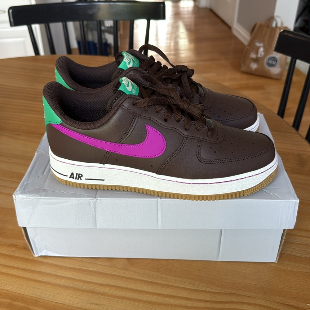 ⭐️ NEW IN BOX! Nike Air Force 1 '07 "Baroque Brown/Vivid‎ Purple/Stadium Green"